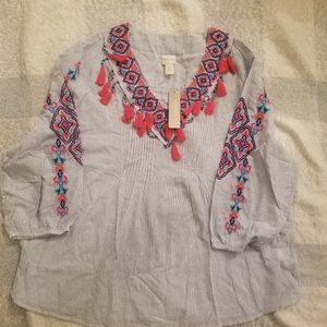 Chicos embroidered colorful chic blouse